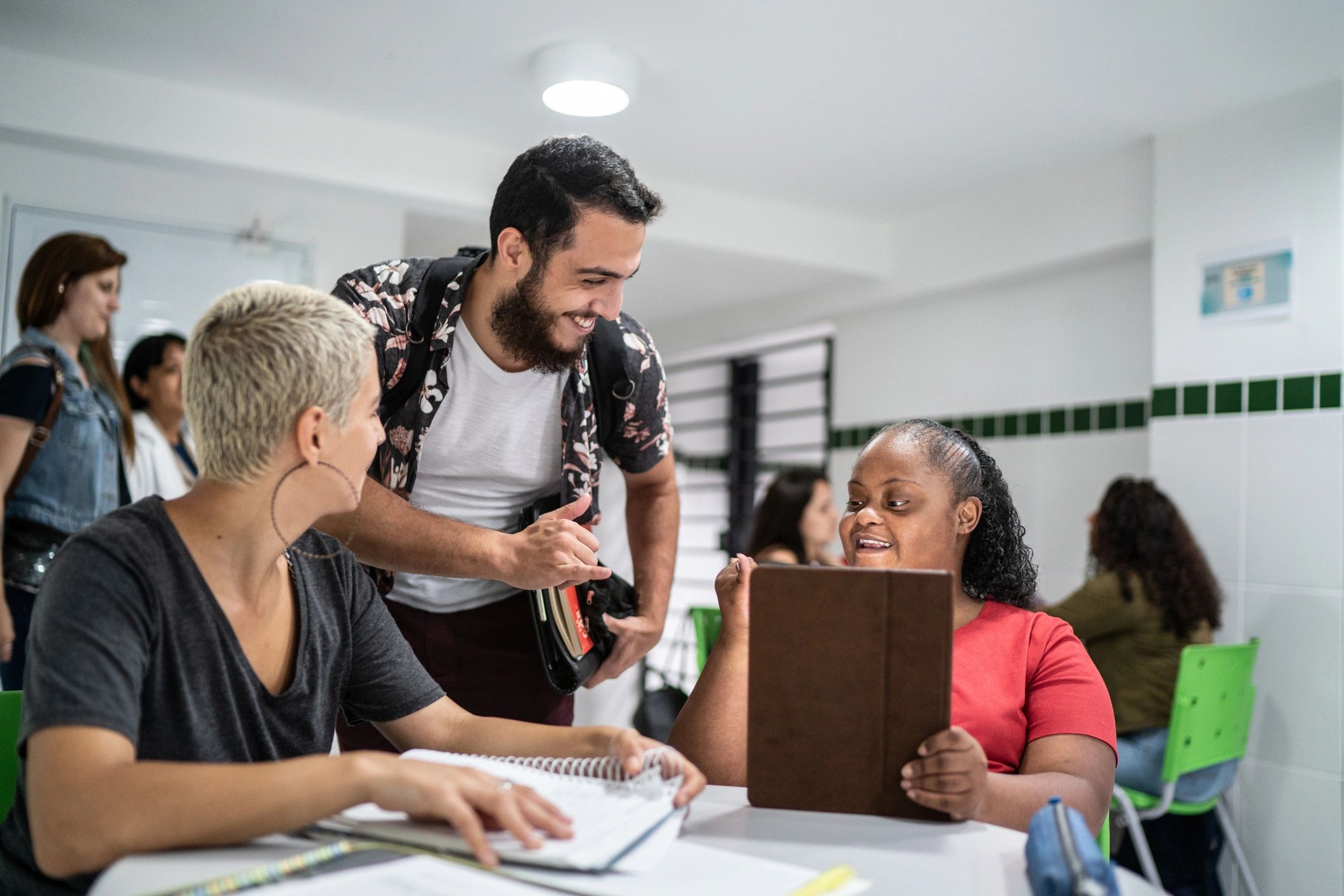 Young adults learning together in a collaborative setting