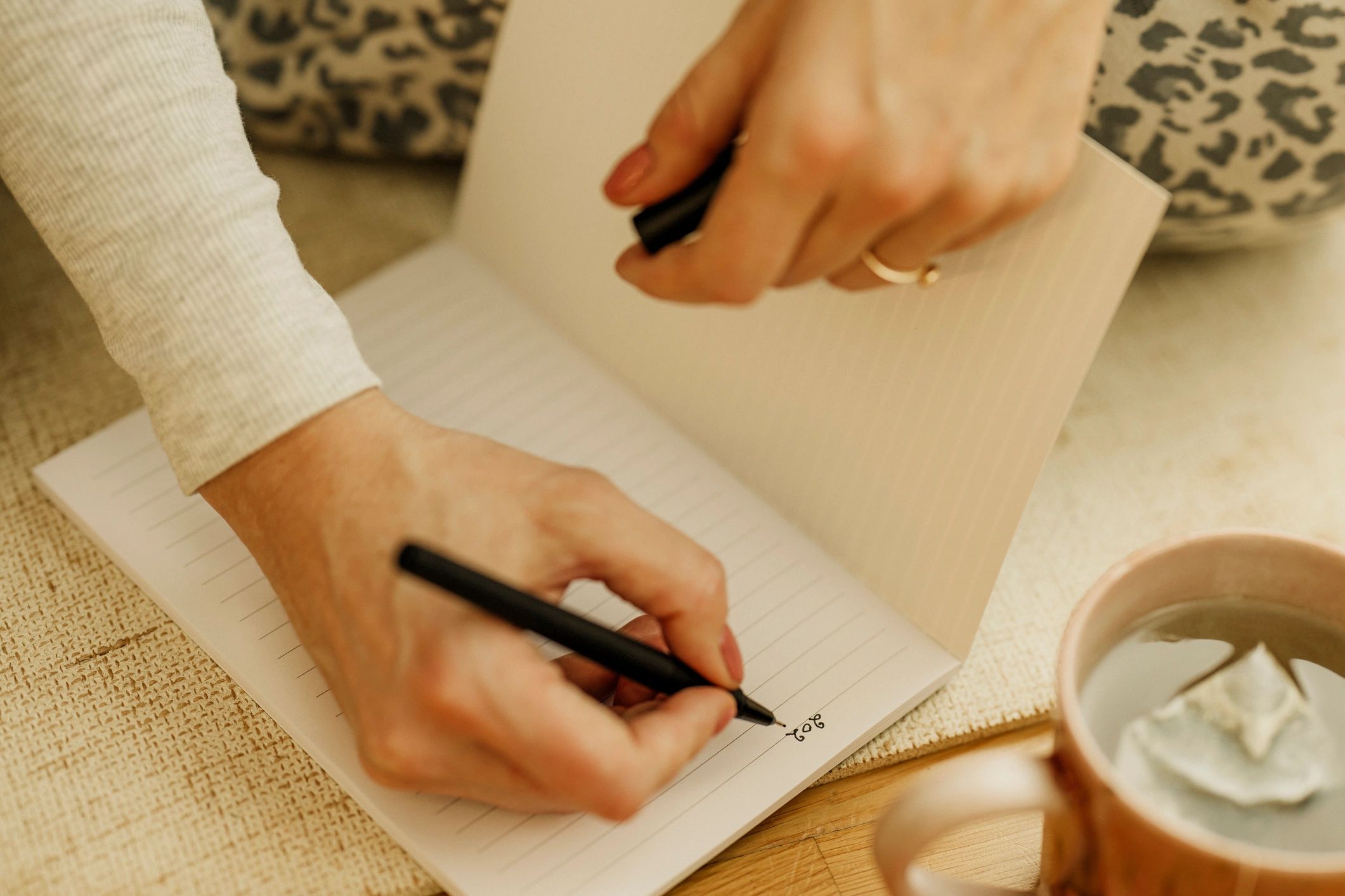 Notebook journaling session for reflection and planning